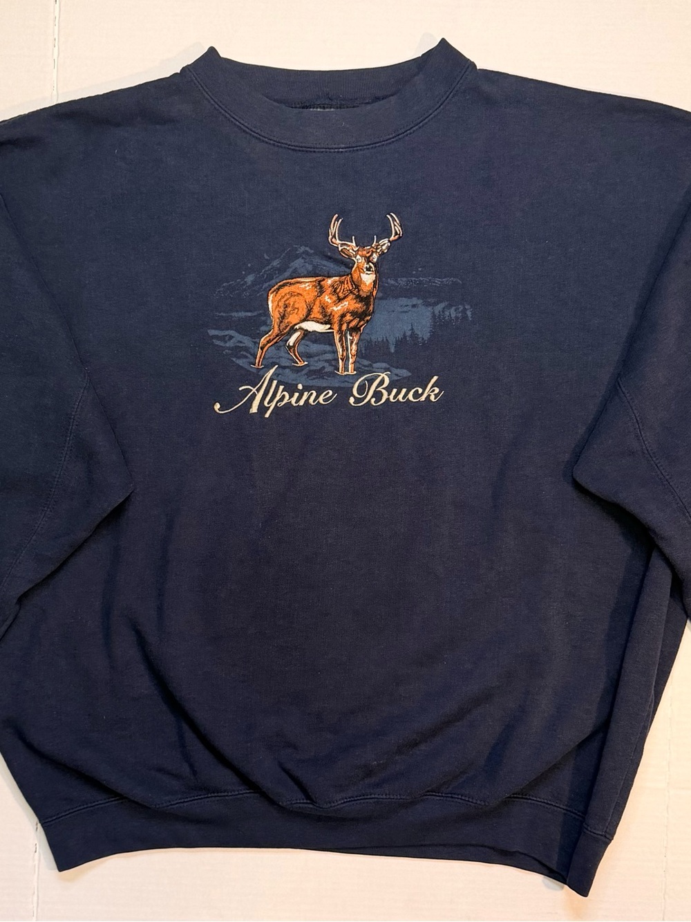 American Vintage Navy Blue 'Alpine Buck' Sweatshirt with Brown Buck Graphic